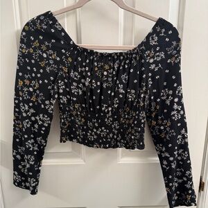 Floral Black and White Women's Top